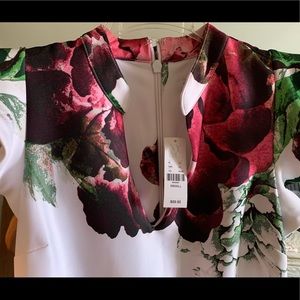 Floral Ruffle-Sleeve Sheath Dress